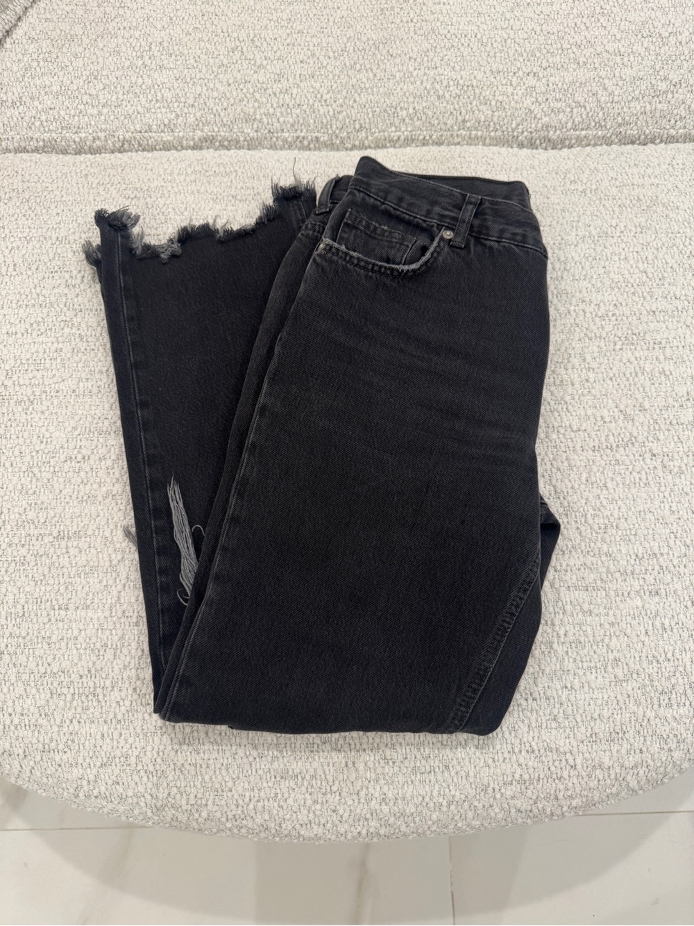 Free People High Rise Button Fly Distressed Straight Leg Jeans